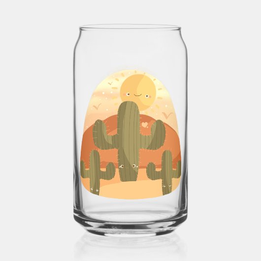 Cactus Desert With Sun Blikvorm Glas (Achterkant)