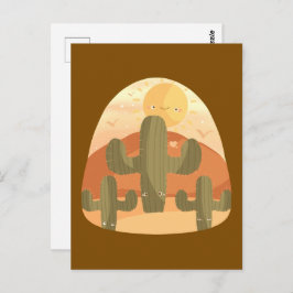 Cactus Desert With Sun Briefkaart