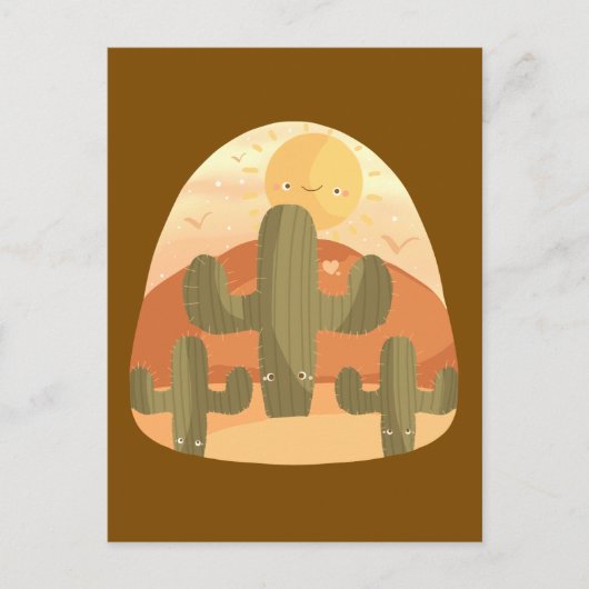 Cactus Desert With Sun Briefkaart (Voorkant)