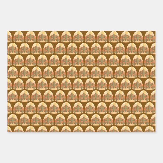 Cactus Desert With Sun Inpakpapier Vel (Voorkant)