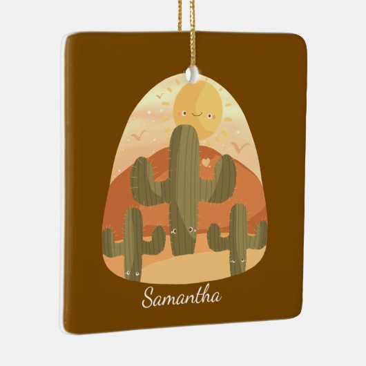 Cactus Desert With Sun Keramisch Ornament (Rechts)