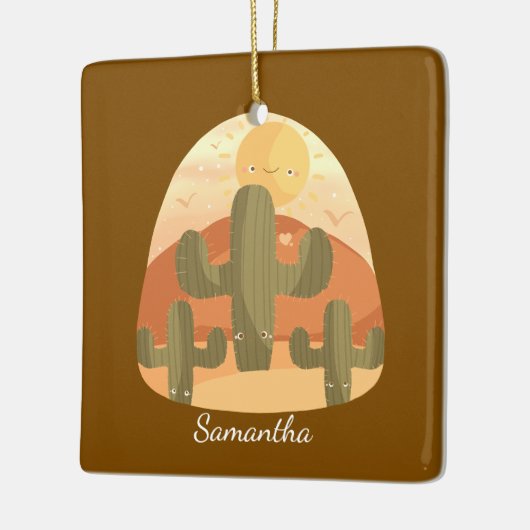 Cactus Desert With Sun Keramisch Ornament (Links)