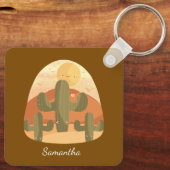 Cactus Desert With Sun Sleutelhanger (Achterkant)