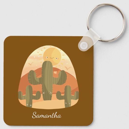 Cactus Desert With Sun Sleutelhanger (Achterkant)