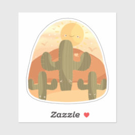 Cactus Desert With Sun Sticker