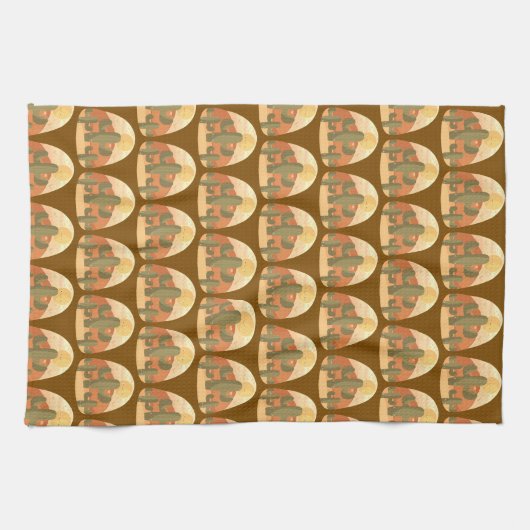 Cactus Desert With Sun Theedoek (Horizontaal)