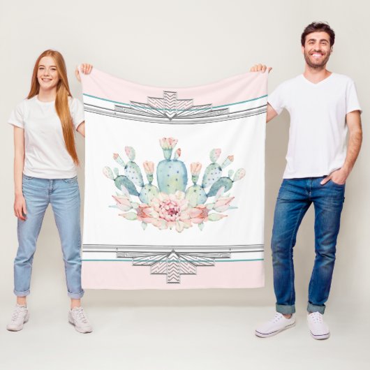 Cactus Desert Zuidwest Fleece Deken (In situ)