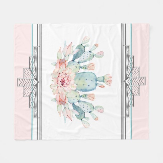 Cactus Desert Zuidwest Fleece Deken (Voorkant (Horizontaal))