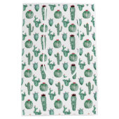 Cactus Design Gift Bag, Waterverf Design Medium Cadeauzakje (Achterkant)
