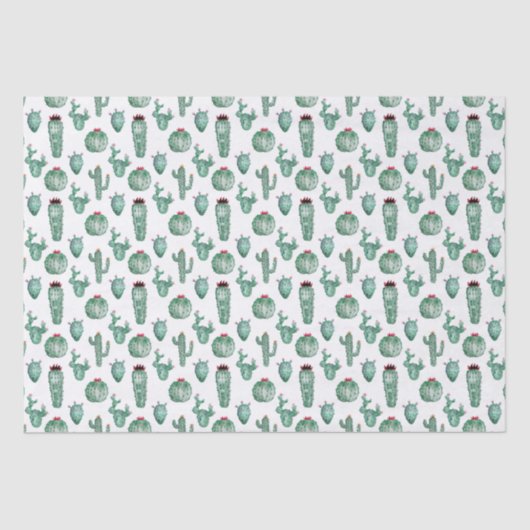 Cactus Design Tissue Paper, Waterverf Design Desig Tissuepapier (Voorkant)