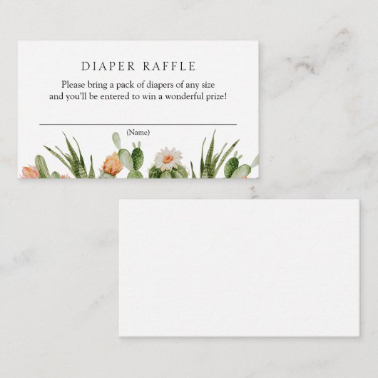 Cactus Diaper Baby shower Enclosure Kaart (Voorkant / Achterkant)