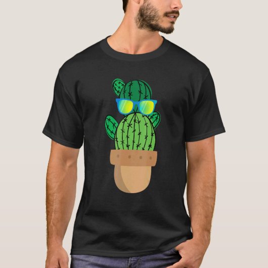 Cactus die zonnebrillen dragen Cacti Succulent Pot T-shirt (Voorkant)