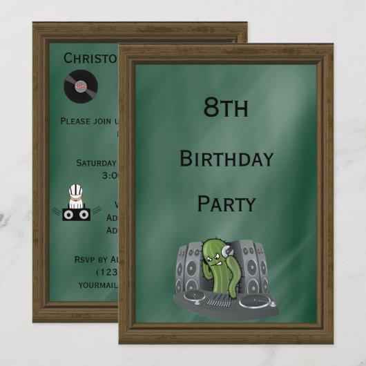 Cactus DJ 8th Birthday Kaart (Voorkant / Achterkant)