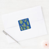 Cactus Doodle Cartoon Funny Blue Vierkante Sticker (Envelop)