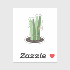 Cactus Doodle Cartoon Grappig Groen Design Sticker