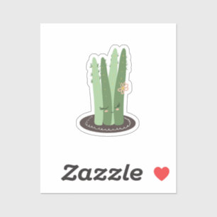 Cactus Doodle Cartoon Grappig Groen Design Sticker
