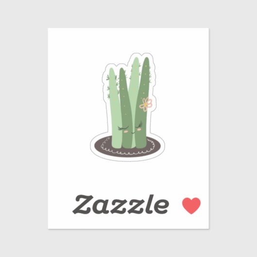 Cactus Doodle Cartoon Grappig Groen Design Sticker (Vel)