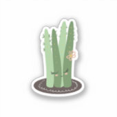 Cactus Doodle Cartoon Grappig Groen Design Sticker (Voorkant)