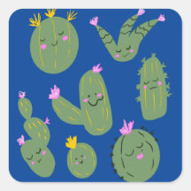 Cactus Doodle Cartoon Grappige Blauwe
