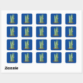 Cactus Doodle Cartoon Grappige Groene Vierkante Sticker (Vel)