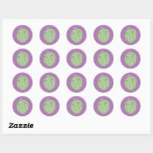 Cactus Doodle Cartoon Grappige Paarse Ronde Sticker (Vel)