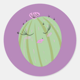 Cactus Doodle Cartoon Grappige Paarse Ronde Sticker