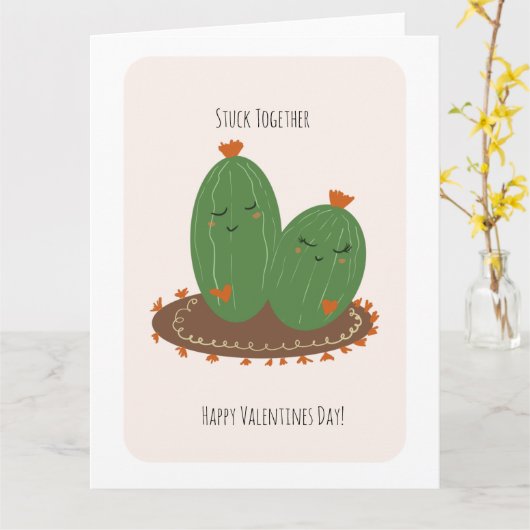 Cactus Doodle Valentijnsdag  Kaart (Gele Bloem)