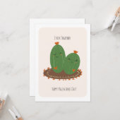 Cactus Doodle Valentines Day Kaart (Voorkant / Achterkant in situ)