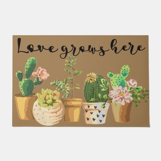 Cactus Doormat, Succulent Lover Mat, Succulent Rug Deurmat (Voorkant)