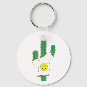 Cactus draagt een happy face shirten sleutelhanger