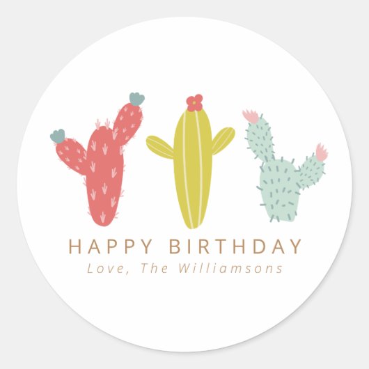 Cactus Drawing in Red Personalized Thank You Ronde Sticker (Voorkant)