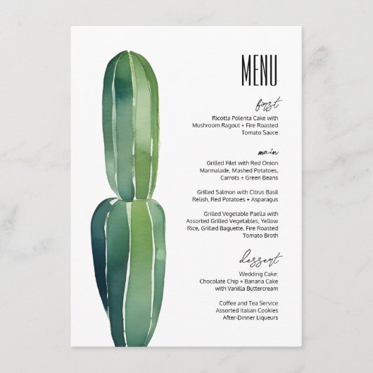 Cactus Droom · Modern Desert Chique · Botanische B Menu (Voorkant)