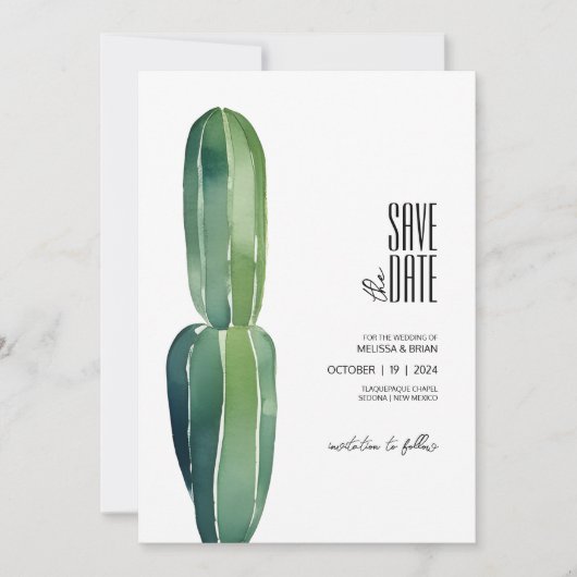 Cactus Droom · Modern Desert Chique · Botanische B Save The Date (Voorkant)