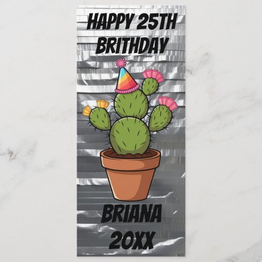 Cactus duct tape verjaardagstape bladwijzer menu (Voorkant)