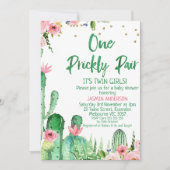 Cactus Een Prickly Pair Twins Baby shower Kaart (Voorkant)