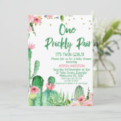 Cactus Een Prickly Pair Twins Baby shower Kaart (Staand voorkant)