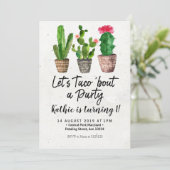 Cactus eerste verjaardag uitnodiging (Staand voorkant)