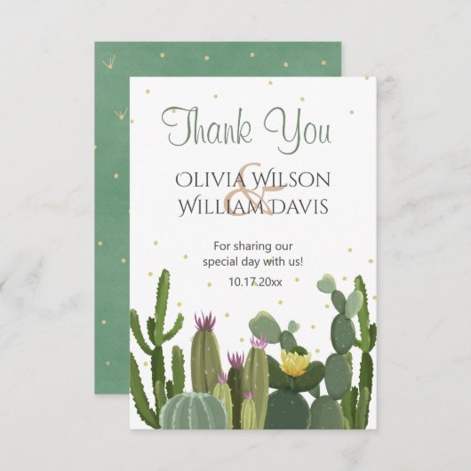 Cactus Elegant Wedding Bedankkaart (Voorkant / Achterkant)