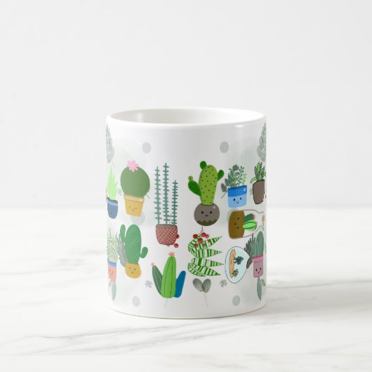 Cactus en bloemenkunst - Levendige Natuur-geïnspir Koffiemok (Center)