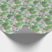 Cactus en bloemetjes, waterverf naadloos schildere cadeaupapier (Hoek)