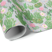 Cactus en bloemetjes, waterverf naadloos schildere cadeaupapier (Rol Hoek)