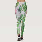 Cactus en bloemetjes, waterverf naadloos schildere leggings (Achterkant)