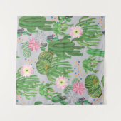 Cactus en bloemetjes, waterverf naadloos schildere wandkleed (Voorkant (horizontaal))