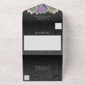 Cactus en Butterfly Elegant Quinceanera Grey All In One Uitnodiging (Buitenkant)