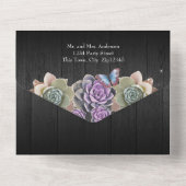 Cactus en Butterfly Elegant Quinceanera Grey All In One Uitnodiging (Achterkant)