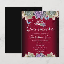 Cactus en Butterfly Elegant Quinceanera Invitatio