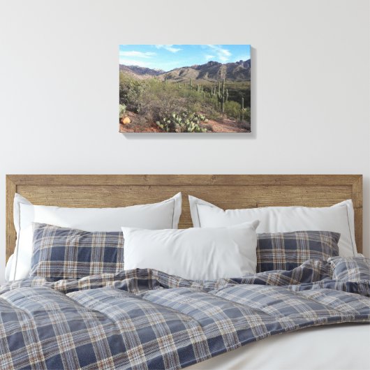 Cactus en Catalina Mountains in Tucson, Arizona Canvas Afdruk (Insitu (Slaapkamer))