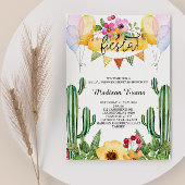 Cactus en Floral Vrijgezellenfeest Fiesta Invitati Kaart