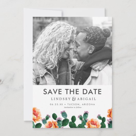 Cactus en Flowers Sla de datum op Save The Date (Voorkant)