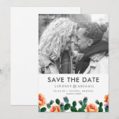 Cactus en Flowers Sla de datum op Save The Date (Voorkant / Achterkant)